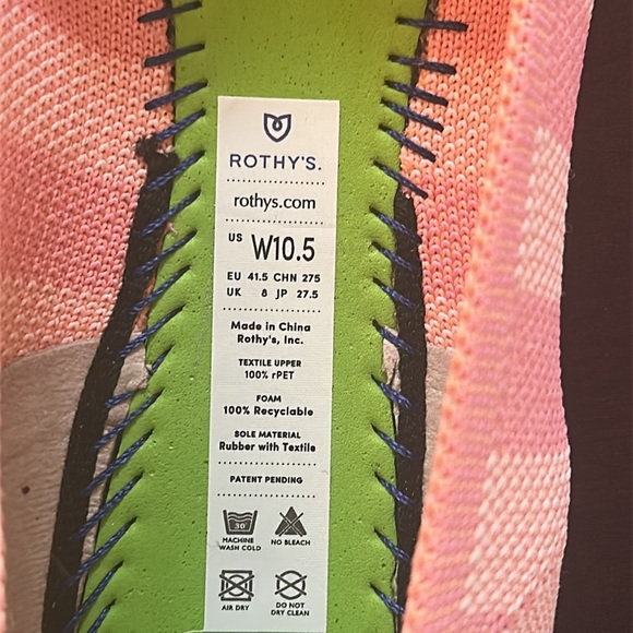 Rothy's The Flat Pink Macaron Big Stripe Flats Shoes Collector's Edition Sz 10.5 - Picture 10 of 11